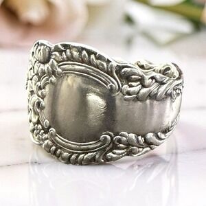 Vintage Sterling Silver Spoon Ring Size 12.25 Floral Repousse Pattern 10.48g
